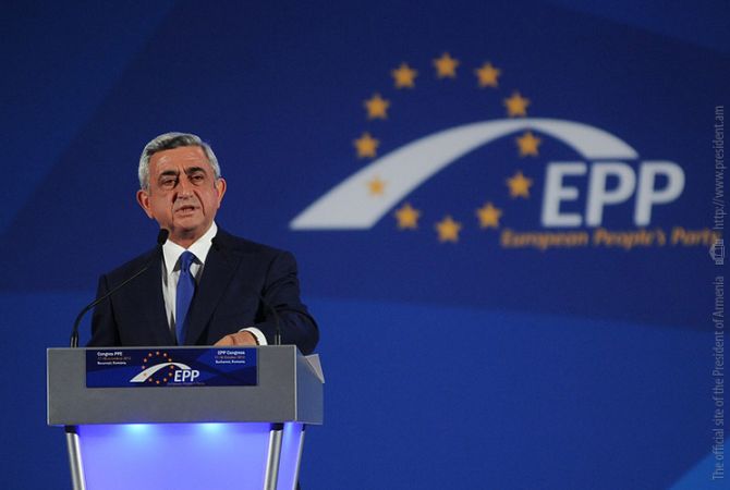 Armenian President gives speech at EPP Congress