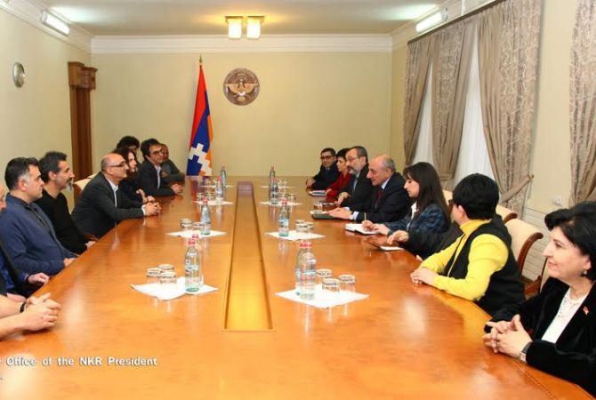 President of Artsakh receives large group of culture workers
