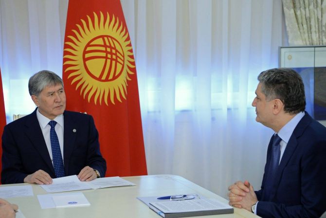 Прошла рабочая встреча Тиграна Саркисяна с Президентом Кыргызской Республики Алмазбеком Атамбаевым 
