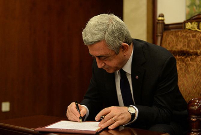 Президент Серж Саргсян подписал указ о создании государственной комиссии по организации мероприятий, посвящённых 100-летию Республики Армении и героических майских сражений 