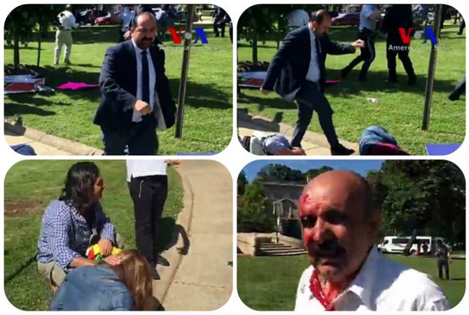 Напавшие на мирных демонстрантов в Вашингтоне были сотрудники службы безопасности 
Эрдогана