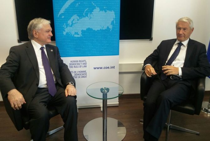 Acting FM Nalbandian presents Armenia’s efforts on NK conflict settlement to Thorbjørn Jagland 