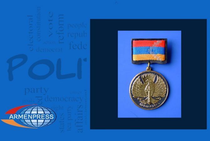 Artsakh’s President posthumously awards serviceman Karen Danielyan with "For Service in Battle" 
medal