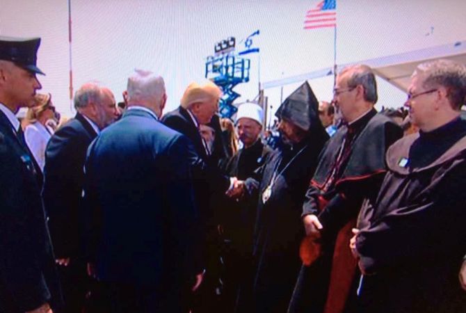 Армянский патриарх Иерусалима принял участие в церемонии встречи президента США
