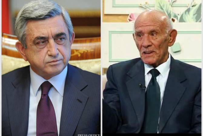 Serzh Sargsyan congratulates dance teacher Suren Gyanjumyan on 85th birthday