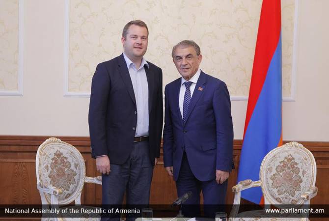 Armenian parliament speaker receives member of Belgian Senate