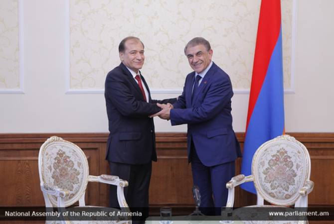 Armenian parliament speaker receives Syrian Embassy Chargé d'Affaires