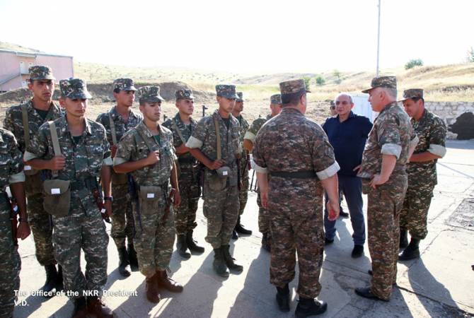 President of Artsakh visits a southern military regiment