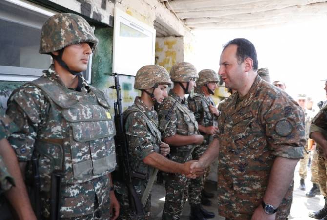 Armenia’s Defense Minister visits military posts in Artsakh