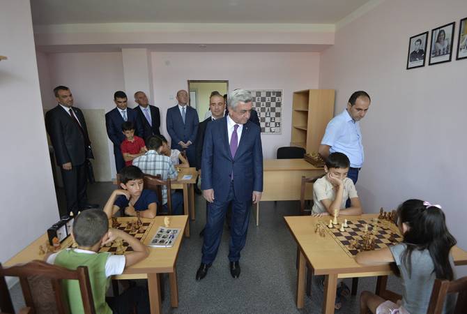 President Sargsyan visits Byurakan Observatory, new sports school in Ashtarak 