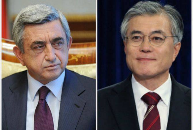 Президент Армении Серж Саргсян поздравил президента Кореи Мун Чже Ина
