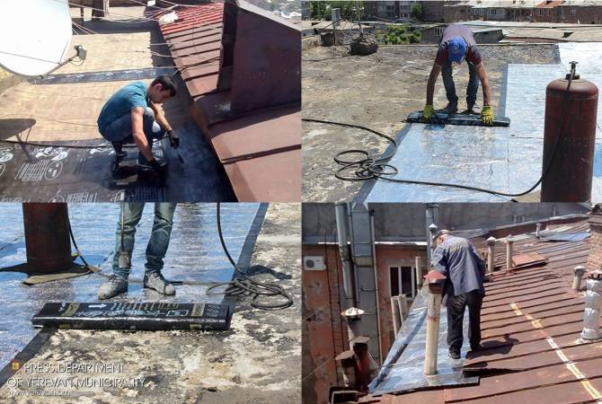 Продолжается ремонт плоских и наклонных крыш многоквартирных зданий Еревана