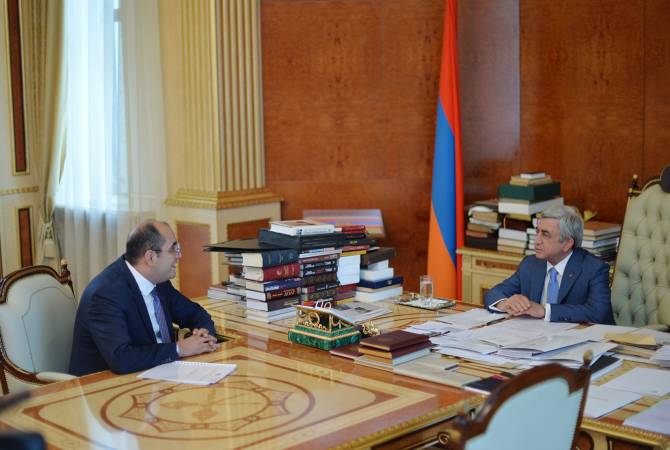 Minister Rostomyan briefs President Sargsyan on works done in sports field