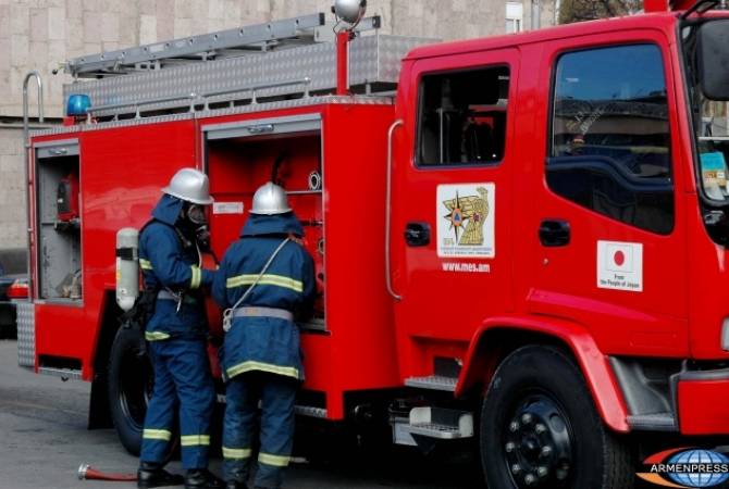В зоне отдыха города Севан сгорел вагончик-времянка