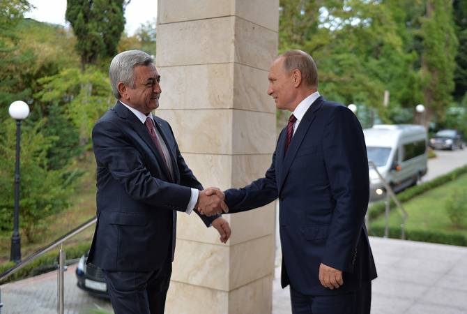 «يريفان وموسكو حليفين موثوقين بهما»
-سركيسيان وبوتين يتبادلان التهاني بمناسبة الذكرى ال20 لتوقيع معاهدة الصداقة والتعاون والمساعدة 
المتبادلة بين أرمينيا وروسيا