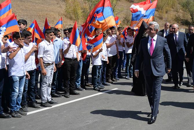 President Sargsyan attends opening ceremony of Vardenis-Martakert highway in Artsakh