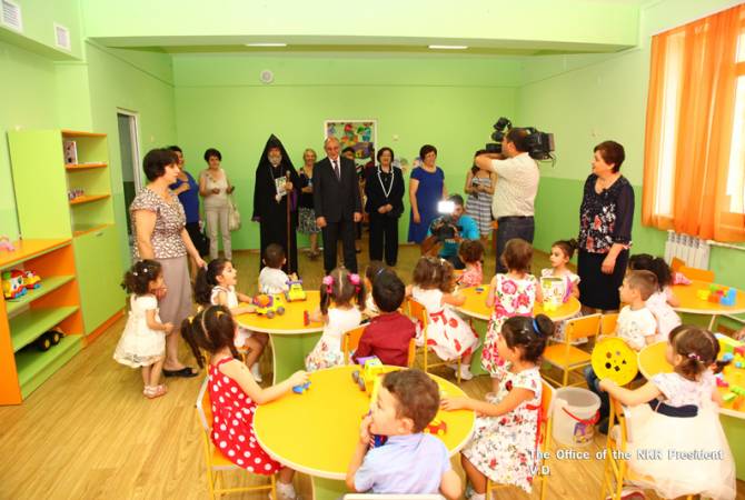 Artsakh’s president attends kindergarten inauguration in Stepanakert 