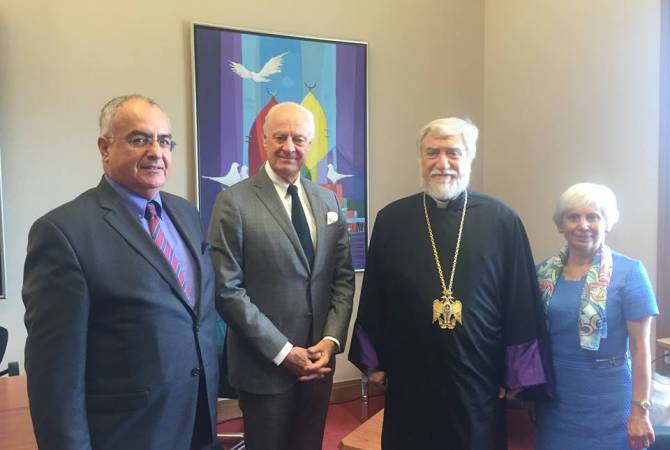 Catholicos Aram I meets with UN special envoy for Syria Staffan de Mistura