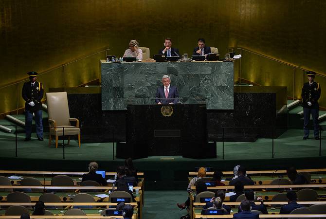 أرمينيا ستلغي البروتوكولات الموقعة مع تركيا وستعتبرها باطلة
-الرئيس سيرج سركيسيان في جلسة الجمعية العامة للأمم المتحدة-