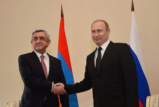 Putin congratulates Armenian President expressing confidence over further development of 
allied relations  