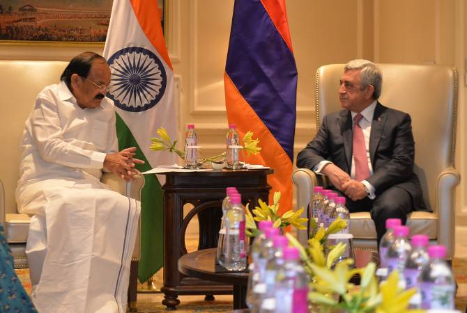 President Sargsyan meets with Indian Vice President Venkaiah Naidu in New Delhi