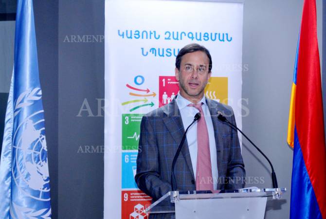 أرمينيا تعد نموذجاً والأمم المتحدة تولي اهتماماً كبيراً -منسق الأمم المتحدة بيريفان برادلي بوسيتو خلال 
افتتاح مركز الابتكار الوطني لأهداف التنمية المستدامة-