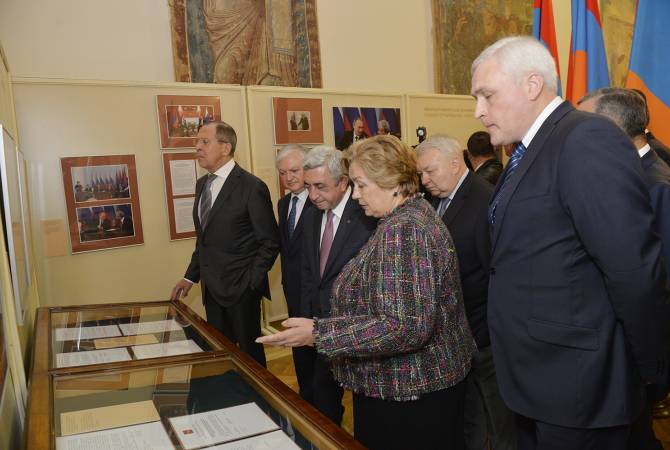 Президент Армении Серж Саргсян присутствовал на открытии выставки «Армения – Россия: дружба, проверенная веками» 