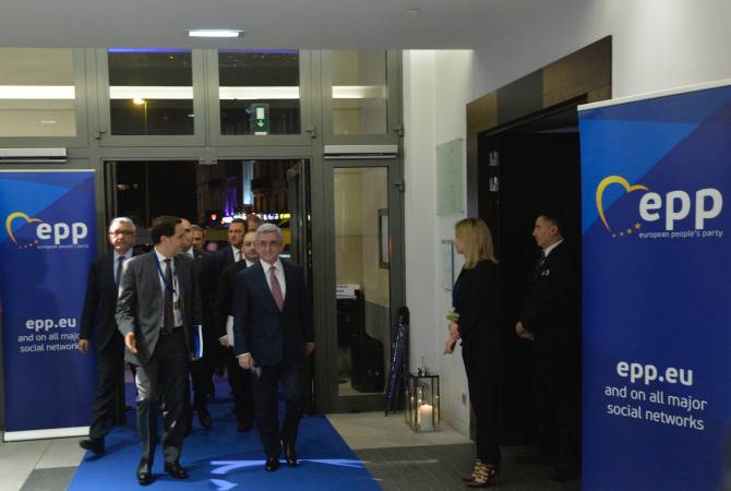 الرئيس سركيسيان يحضر قمة حزب الشعب الأوروبي ببروكسل والذي يحضره رؤساء المجلس الأوروبي 
والمفوضية الأوروبية ورؤساء الدول والحكومات التي تمثل الدول الأعضاء