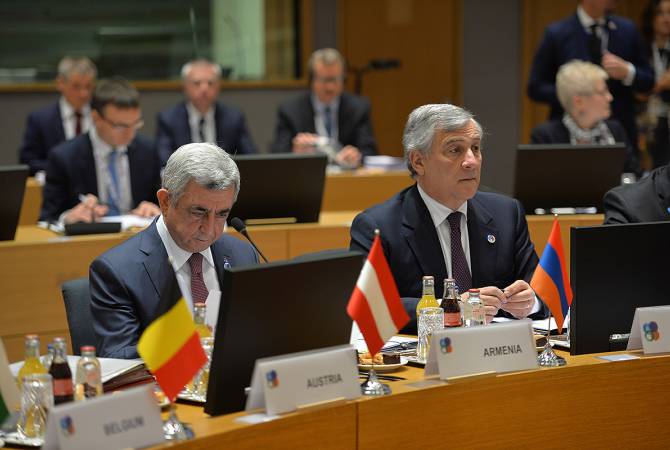 اتفاق الشراكة الشاملة هو إنجاز مشترك لنا جميعاً وانعكاس لنظام قيم حقوق الإنسان والحريات 
الأساسية- الرئيس سركيسيان باجتماع قمة الشراكة الشرقية للاتحاد الأوروبي في بروكسل-