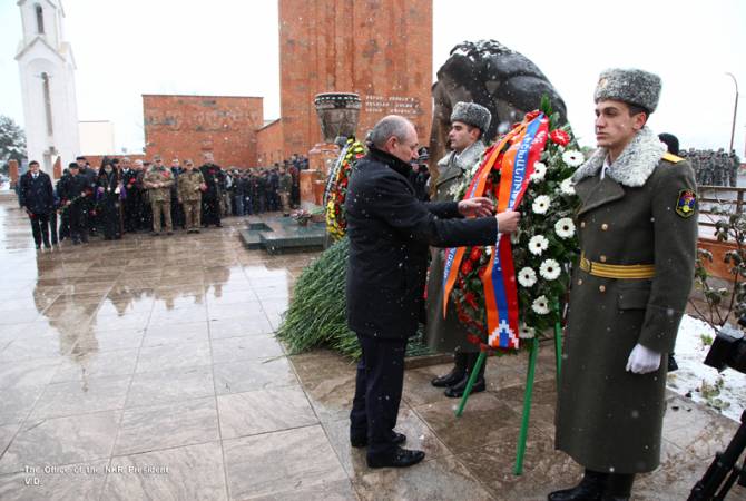 President of Artsakh lays wreath at monument of Spitak earthquake victims