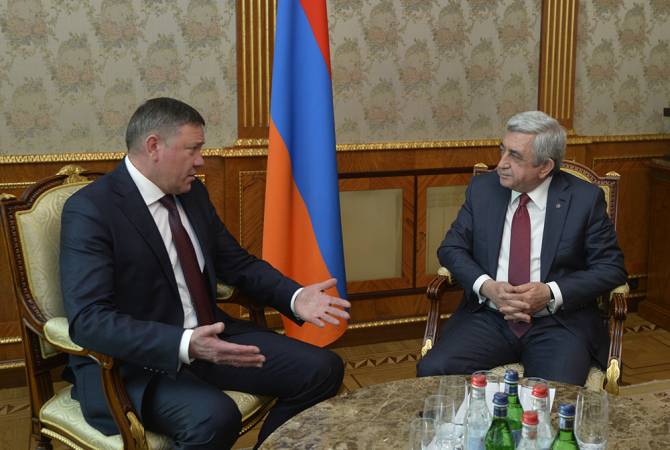 President Sargsyan receives Vologda Governor Oleg Kuvshinnikov