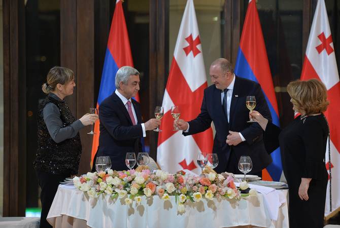 Georgian President gives official reception in honor of President Serzh Sargsyan
