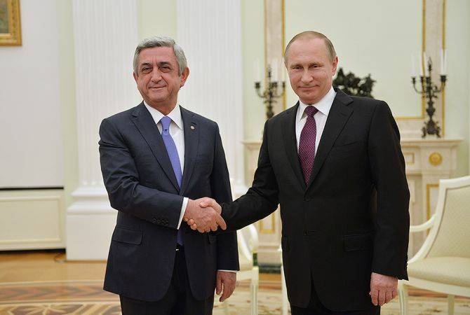 Президент России направил поздравительное послание президенту Республики Армения
