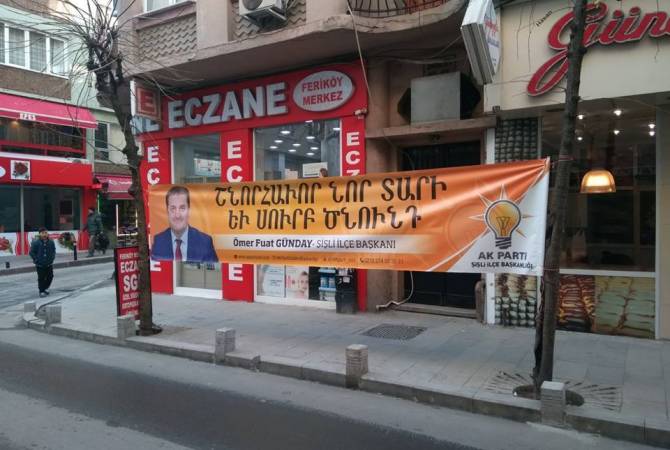 Turkish ruling party official congratulates Armenian community on New Year with special poster 
in Istanbul 