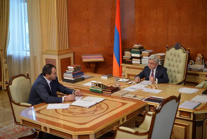 Armenia’s Prosecutor General presents priorities for crime prevention and law enforcement to 
President Sargsyan