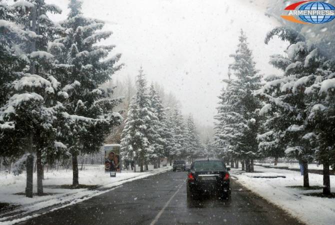It’s storm and snow on some roads of Armenia