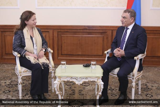 Armenian Parliament Speaker receives newly appointed Ambassador of Lebanon
