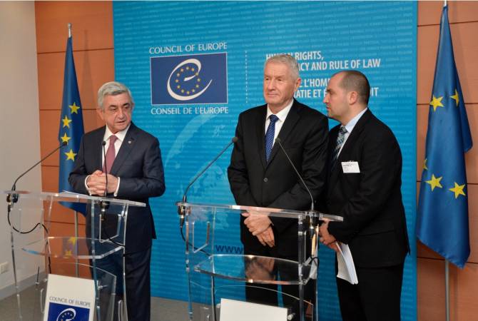 Sargsyan thanks Council of Europe Sec. Gen. Jagland for supporting OSCE MG Co-Chair efforts 