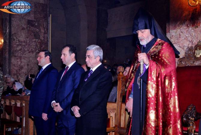 Президент Армении участвовал в литургии в честь Дня Св. Саркиса