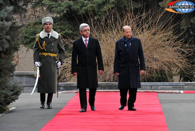 Official welcoming ceremony of Lebanese President held at Armenian Presidential Palace