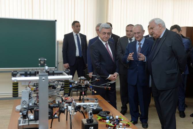 President Sargsyan visits aerial robotics education-research center of National Polytechnic 
University of Armenia 