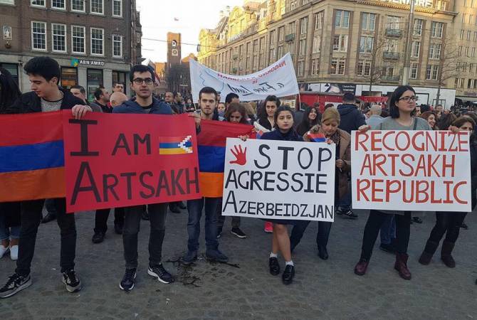 Protest-march on 30th anniversary of Sumgait Pogroms and Artsakh liberation war kicks off in 
Hague
