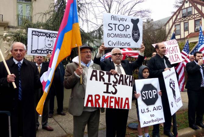 Right side of history: American-Armenians protest outside Azerbaijani embassy