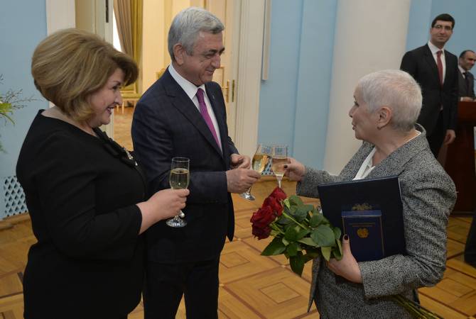 President Sargsyan awards a group of women on the occasion of International Women's Day 