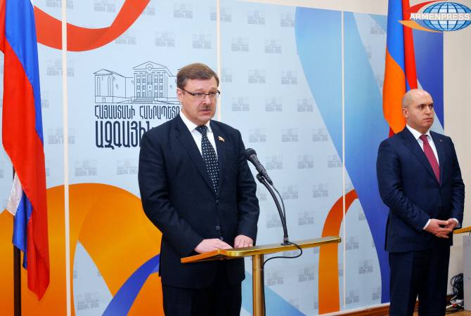 Konstantin Kosachev sees consensus among Russian society on perceiving Armenia as strategic 
ally