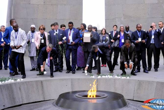 Delegation of Political Affairs Committee of Francophonie PA visits Armenian Genocide Memorial