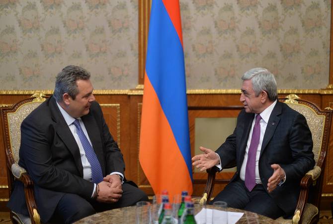 President Sargsyan receives Greek Minister of National Defense