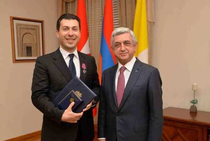 President Sargsyan awards a number of figures during his visit to Vatican