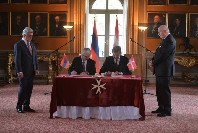 Президент Серж Саргсян присутствовал на церемонии подписания соглашения о 
сотрудничестве между Арменией и Суверенным мальтийским орденом
