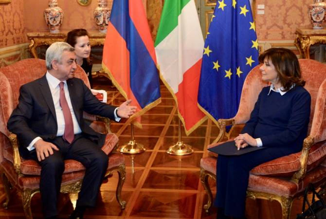 Президент Армении Серж Саргсян встретился с Председателем Сената Италии 